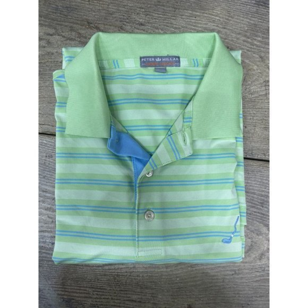Peter Millar Mens Polo Shirt Medium Summer Comfort Striped Short Sleeve‎